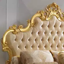 Load image into Gallery viewer, Italian Style Bed Furniture Royal Bedroom Sets Hand Carved Details Gold Set Customized Beds Frame Luxury Bed
