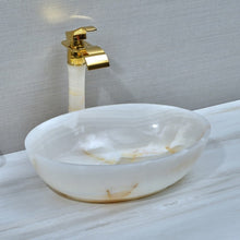 Load image into Gallery viewer, White Onyx Oval bathroom sink table top basin sink
