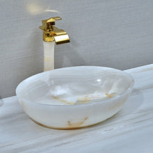 Lade das Bild in den Galerie-Viewer, White Onyx Oval bathroom sink table top basin sink
