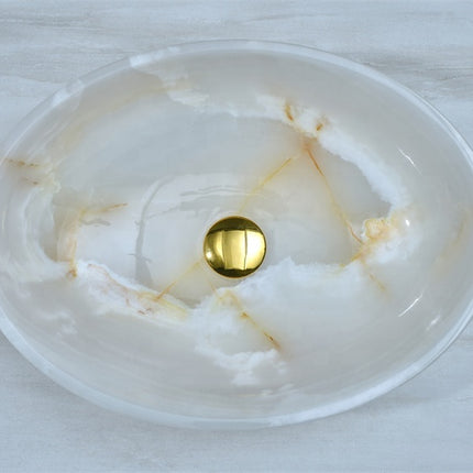 White Onyx Oval bathroom sink table top basin sink