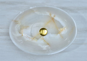 White Onyx Oval bathroom sink table top basin sink