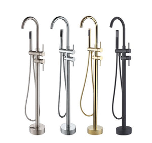 American Style Stainless Steel Glossy Floor Mounted Freestanding Bathtub Faucet