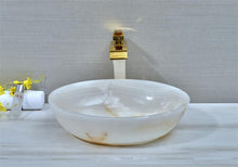 Lade das Bild in den Galerie-Viewer, White Onyx Oval bathroom sink table top basin sink
