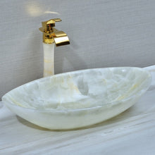 Load image into Gallery viewer, Oval Shape onyx marble white modern luxury marble sink
