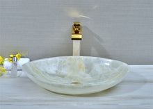 Cargar imagen en el visor de la galería, Oval Shape onyx marble white modern luxury marble sink
