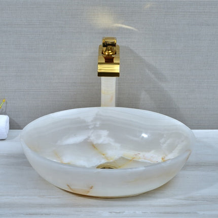 White Onyx Oval bathroom sink table top basin sink