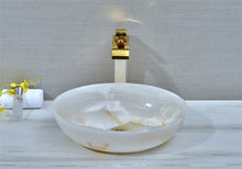 Cargar imagen en el visor de la galería, White Onyx Oval bathroom sink table top basin sink
