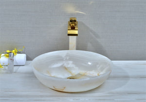 White Onyx Oval bathroom sink table top basin sink