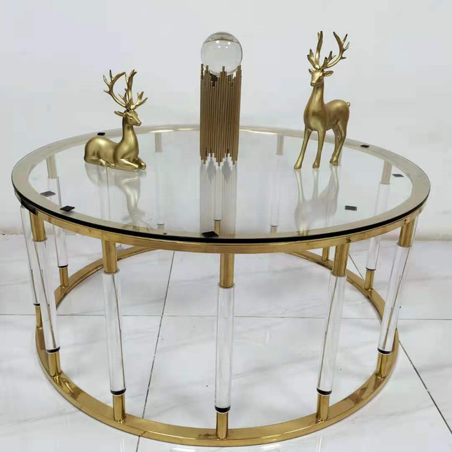 Round Black Glass Top Wedding Decoration Coffee Table