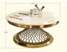 Load image into Gallery viewer, Asian Slate Marble and Stainless Steel Round Coffee Table
