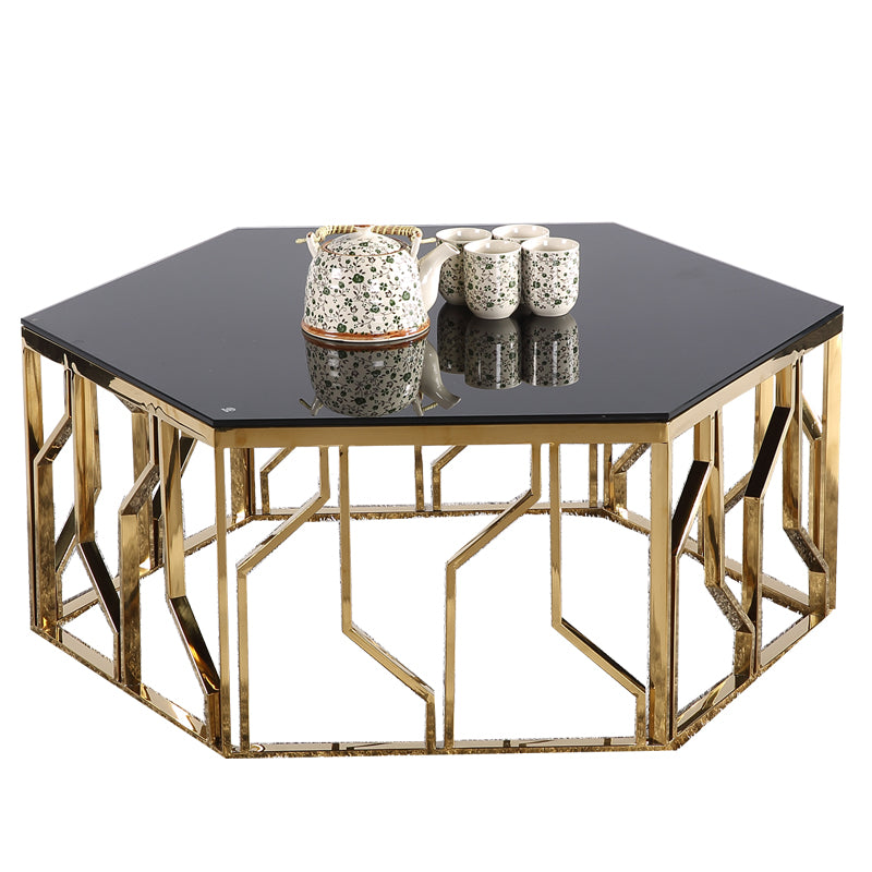 Luxury special living Room furniture home goods or hotel golden tea table coffee unique modern design gold coffee table set