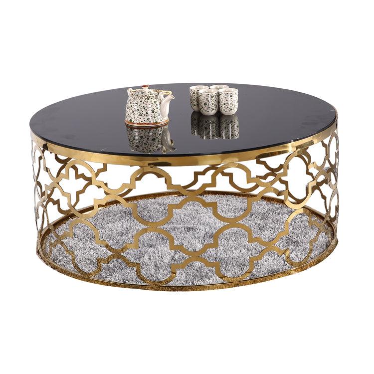 Luxury special living room furniture home goods or hotel golden tea table Coffee unique modern design gold coffee table set