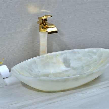 Oval Shape onyx marble white modern luxury marble sink