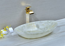 Cargar imagen en el visor de la galería, Oval Shape onyx marble white modern luxury marble sink
