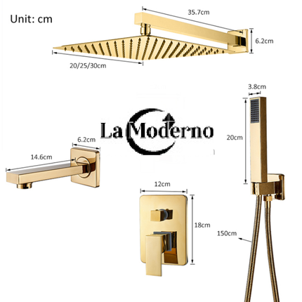 Ensemble de douche doré, pommeau de douche effet pluie, kit de douche doré pour salle de bain