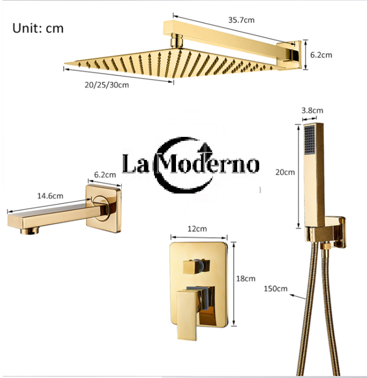 Gold Shower Set Rain Shower Head Bathroom Gold Shower Kit