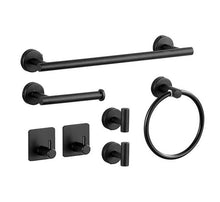 Charger l&#39;image dans la galerie, Bathroom hardware black towel hanger hook toilet paper rack set
