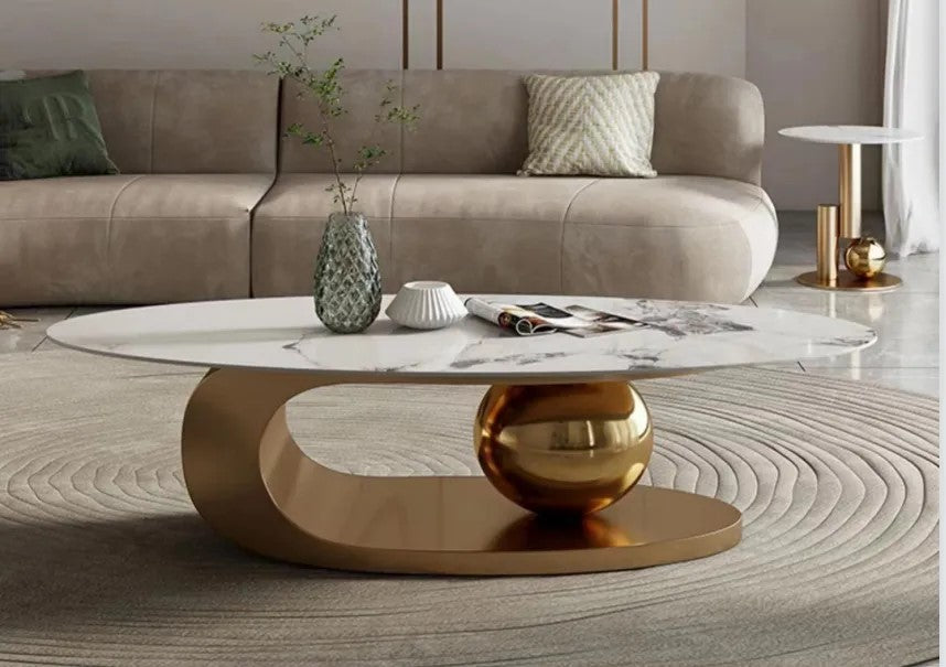 High Fashion New Design Coffee Table Set Gold sintered stone coffee Table Set Polished Arabic Style Modern Tea Table