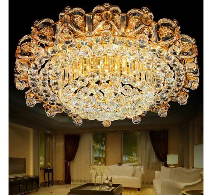 Wedding designer foyer contemporary bedroom gold nordic round luxury elegant led crystal ceiling light
