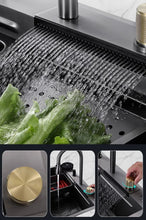 Загрузить изображение в средство просмотра галереи, New Black Nanometer Handmade Raindance 304 Stainless Steel Above Mount Waterfall Faucet Farmhouse Kitchen Sinks
