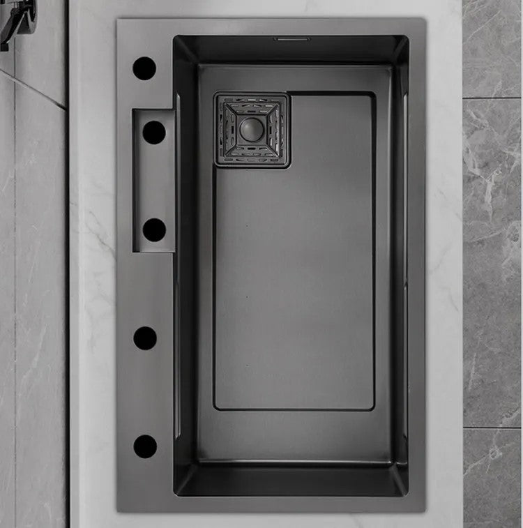 New Black Nanometer Handmade Raindance 304 Stainless Steel Above Mount Waterfall Faucet Farmhouse Kitchen Sinks