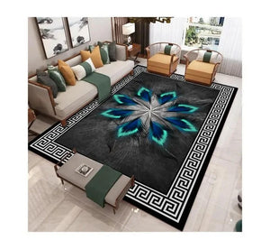 New Design luxury versace feather design Customizable Carpet from size ,color and logo Made of New Zealand WooL