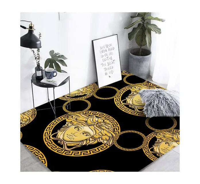 New Design luxury versace gold and black design Customizable Carpet from size ,color and logo Made of New Zealand WooL