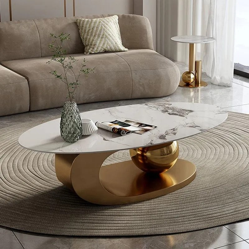 High Fashion New Design Coffee Table Set Gold sintered stone coffee Table Set Polished Arabic Style Modern Tea Table