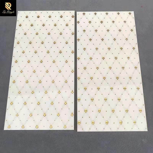 White Floral Tiles with Gold Floral Design