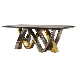 furniture market royal design dining table set modern 8 chairs gold rose metal base table set