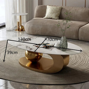High Fashion New Design Coffee Table Set Gold sintered stone coffee Table Set Polished Arabic Style Modern Tea Table