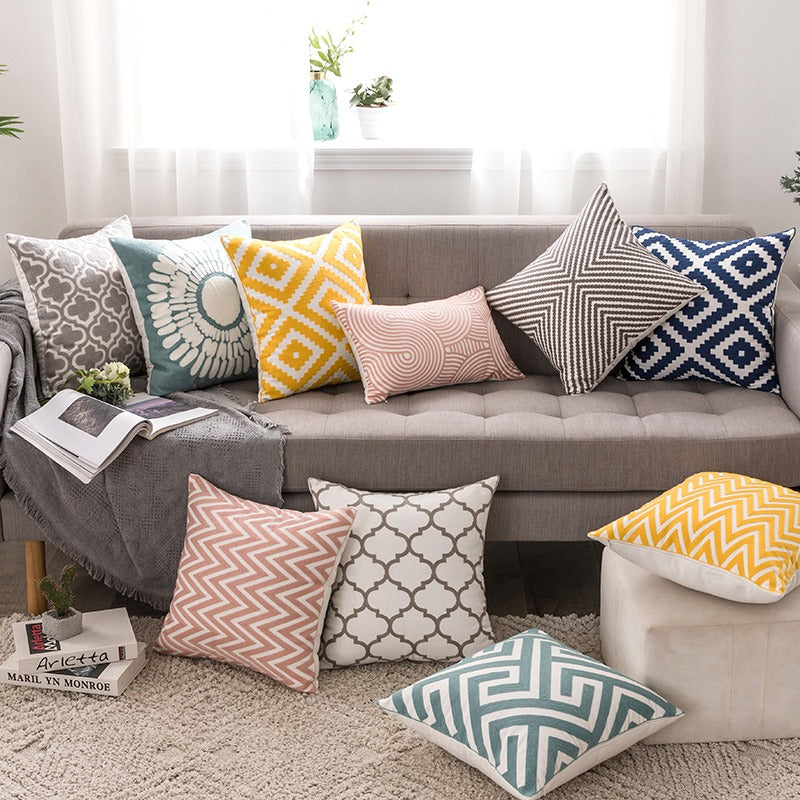 Custom Cotton Embroidered Cushion Cover High Quality Pillow Case Home Decor