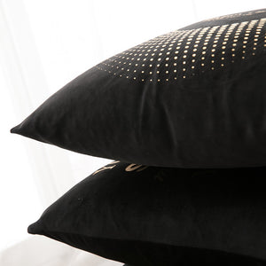 Supplier Home Decor Sofa Black Pillow Case Velvet Gold Stamping Throw Pillow Cover Leaves Letters Foil Cushion Covers