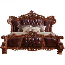 Lade das Bild in den Galerie-Viewer, american bedroom furniture set wooden luxury king size genuine leather classic bed
