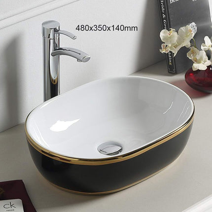 Gold Black Wash Basin Tabletop Electroplating