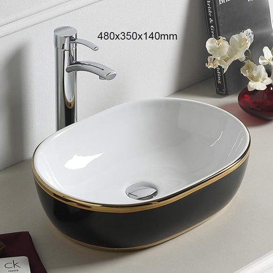 Gold Black Wash Basin Tabletop Electroplating