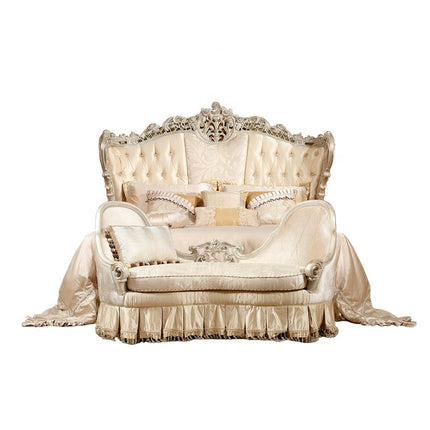 Antique royal solid wood bedroom set for home Luxury classic king size bedroom furniture