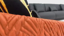 Load and play video in Gallery viewer, wild sensual nubuck leather sofa couch orange living room sofa high end exclusive luxury modern upholstery sofa living room set
