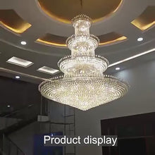 Charger et lire la vidéo dans la visionneuse de la Galerie, Magnificent Hotel Lobby Restaurant Decoration LED Luxury Nordic Gold Wedding Large Crystal Chandelier Lighting
