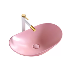 Bathroom Vessel Ceramic Wash Hand Basin Countertop Pink Sink