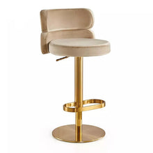 Load image into Gallery viewer, Modern velvet gold stainless steel swivel adjustable bar stool chair luxury gold bar chair (Custom Color Accepted)
