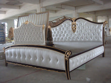 Cargar imagen en el visor de la galería, Bed Frame White and Gold Bedroom Furniture, Strong Wooden Home Furniture Antique FOSHAN Solid Wood Tufted Haoyu 180*200 CN;GUA
