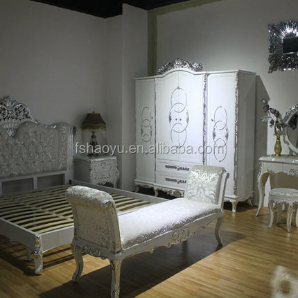 Schlafzimmer-Set, königlicher Luxus, antikes Design, Holzmöbel, europäisches Tufting 