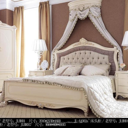 Schlafzimmer-Set, königlicher Luxus, antikes Design, Holzmöbel, europäisches Tufting 