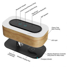 Load image into Gallery viewer, Bedside Table Lamp BT Speaker and Wireless Charger Sleep Mode Stepless Dimming Tree Light Wireless Charging Desk Lamp
