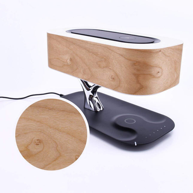 Bedside Table Lamp BT Speaker and Wireless Charger Sleep Mode Stepless Dimming Tree Light Wireless Charging Desk Lamp
