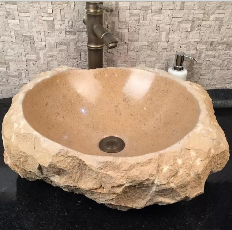 Beige marble artistic wash basin