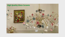 Load and play video in Gallery viewer, Floral Ceramic Iron Chandelier Pendant Light Crystal
