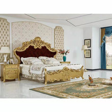 Load image into Gallery viewer, cama luxury bedroom set king size solid wood bed frames gold European luxury wooden bed other beds with wardrobe
