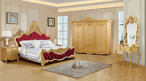 cama luxury bedroom set king size solid wood bed frames gold European luxury wooden bed other beds with wardrobe